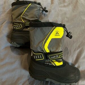 Kamik Kids' Gray and Yellow Snow Boots EUC
